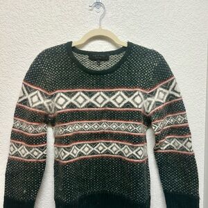 Rag & Bone Dark Green and White Knit Sweater